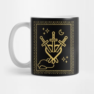 Tarot Card - Three of Swords - Gold Mug